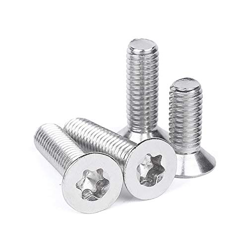 10 / 50pcs M1.6 M2 M2.5 M3 M4 M5 M6 M8 304 Acero inoxidable A2-70 GB2673 Tornillo de cabeza plana avellanada Torx de seis lóbulos Perno de seis lóbulos, 6 mm, M4 10 piezas