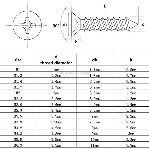 10 / 50pcs M3.5 M3.9 M4.2 M4.8 M5.5 M6.3 304 A2-70 Acero inoxidable Cruz Phillips Avellanado plano Tornillo de madera autorroscante, 40 mm, 10 piezas M4.8