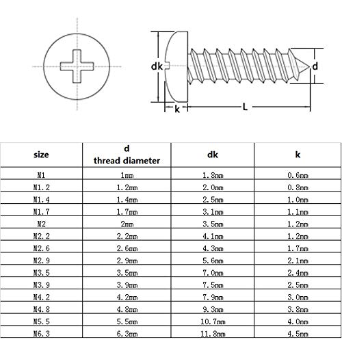 10 / 50pcs M3.5 M3.9 M4.2 M4.8 M5.5 M6.3 A2-70 Acero inoxidable 304 Cruz Phillips Pan Cabeza redonda Muebles autorroscantes Tornillo para madera, 38 mm, M3.5 50pcs