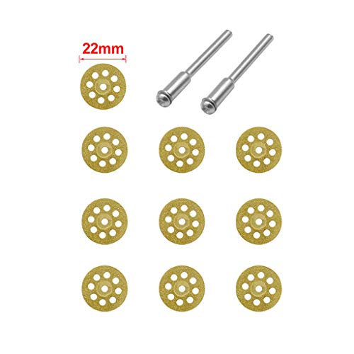 10 hojas de sierra circular. R-Weichong Mini Diamond - Discos de corte (20/22/25/30 mm, incluye 2 piezas de unión), Dorado