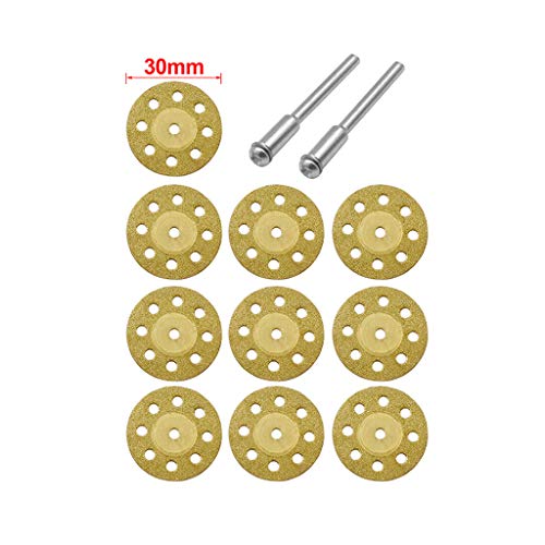 10 hojas de sierra circular. R-Weichong Mini Diamond - Discos de corte (20/22/25/30 mm, incluye 2 piezas de unión), Dorado