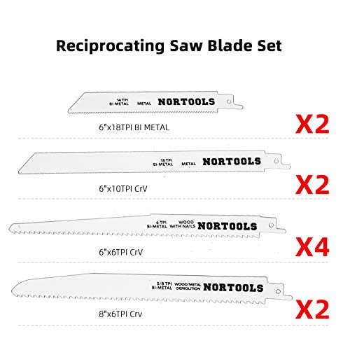 10 piezas 150 200 mm BIM CRV Reciprocating Saw Blades Combination Set Cordless Reciprocating Cut Metal Pruning Wood for Bosch DEWALT Makita models etc.