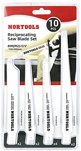 10 piezas 150 200 mm BIM CRV Reciprocating Saw Blades Combination Set Cordless Reciprocating Cut Metal Pruning Wood for Bosch DEWALT Makita models etc.