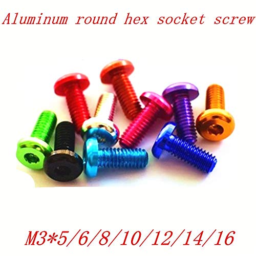 10 unids/lote M3 * 5/6/8/10/12/14/16 tornillo de cabeza de botón hexagonal anodizado de aluminio colorido, 16mm, NARANJA