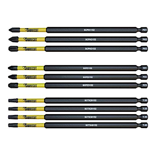 10 x SabreCut SCRK152 152mm destornillador de impacto magnético PZ1 PZ2 PZ3 PH1 PH2 PH3 TX20 TX25 TX30 TX40 Pozi Phillips Torx resistentes para Dewalt Milwaukee Bosch Makita y otros