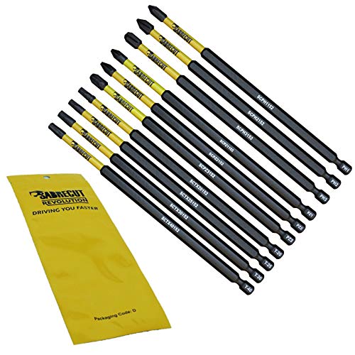 10 x SabreCut SCRK152 152mm destornillador de impacto magnético PZ1 PZ2 PZ3 PH1 PH2 PH3 TX20 TX25 TX30 TX40 Pozi Phillips Torx resistentes para Dewalt Milwaukee Bosch Makita y otros