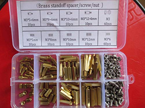 100 piezas M3 * 4/5/6/8/10/12/14/15/20 + 6 mm Tornillos de separación de tuercas hexagonales Pilar roscado de latón PCB Computadora PC Placa madre Separadores de separación, 5 mm, M3