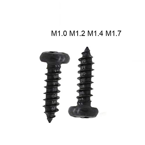 1000 piezas M1.0 M1.2 M1.4 M1.7mm de acero al carbono Mini Micro pequeño Phillips cabeza redonda cruz redonda cabeza plana tornillo de madera autoperforante, M1.4 x 6 mm