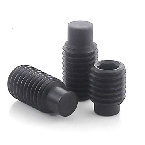 100Pcs / 50Pcs DIN915 GB79 M2.5M3 M4 M5 M6 Grado 12.9 Tornillos de fijación de extremo convexo de acero al carbono Tornillo hexagonal negro Tornillos de máquina sin cabeza, 10 mm, M4 100Pcs