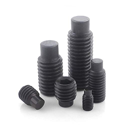 100Pcs / 50Pcs DIN915 GB79 M2.5M3 M4 M5 M6 Grado 12.9 Tornillos de fijación de extremo convexo de acero al carbono Tornillo hexagonal negro Tornillos de máquina sin cabeza, 10 mm, M4 100Pcs
