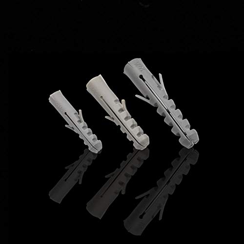 100PCS M5-M8 Tubo de expansión de goma Cabeza redonda plana Tornillo autorroscante Tornillos de 5-8 mm Herramienta de hardware de madera de pared de tubo de nylon, M5x25, gris