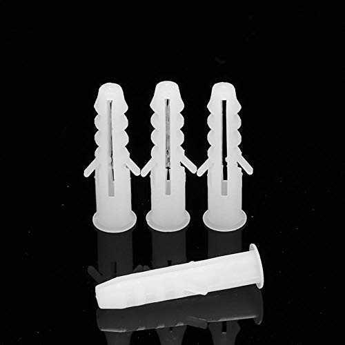 100PCS M5-M8 Tubo de expansión de goma Cabeza redonda plana Tornillo autorroscante Tornillos de 5-8 mm Herramienta de hardware de madera de pared de tubo de nylon, M5x25, gris