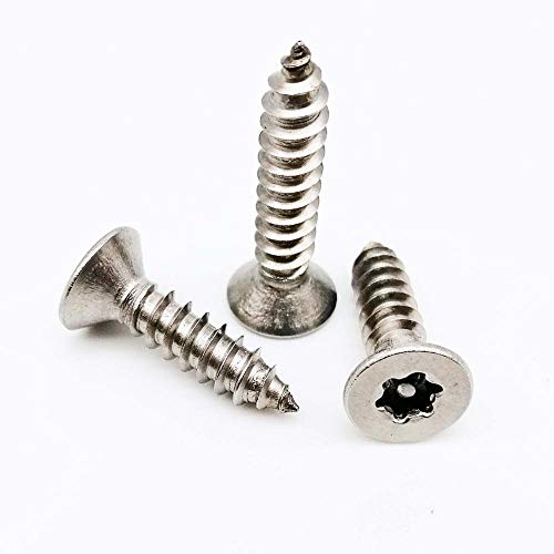 10X M2.9 M3.5 M4 M5 304 A2 Pin de acero inoxidable Seis lóbulos Torx Cabeza plana avellanada A prueba de manipulaciones Tornillo de madera autorroscante de seguridad, M4.8x50mm