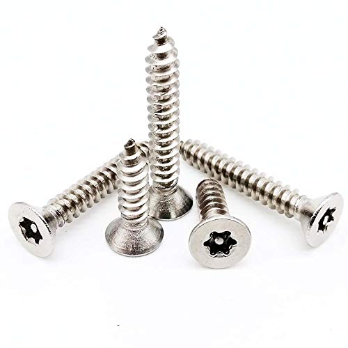 10X M2.9 M3.5 M4 M5 304 A2 Pin de acero inoxidable Seis lóbulos Torx Cabeza plana avellanada A prueba de manipulaciones Tornillo de madera autorroscante de seguridad, M4.8x50mm