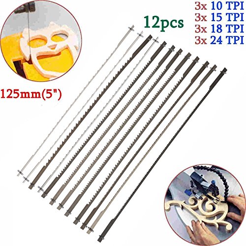 12 hojas de sierra de desplazamiento con dientes fijados de 12,7 cm (10/15/18/24 dientes) para carpintería, accesorios de herramientas eléctricas, 127 mm, color negro