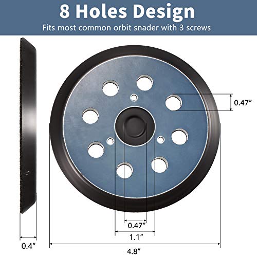 2 Repuestos de Almohadillas de Lijadora Orbital Hook and Loop de 5 Pulgadas 8 Orificios, 30 Discos de Lija 40 80 120 180 240 320 Grano Compatible con Dewalt, Makita y Porter Cable (Azul-Negro y Oro)