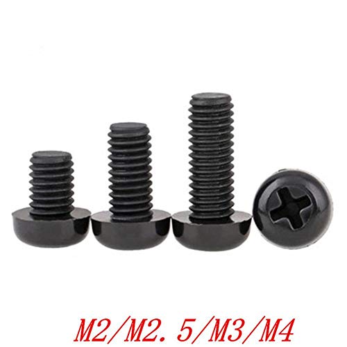 20-50 piezas tornillo de nailon M2 m2.5 m3 m4 m5 blanco o negro nailon plástico aislante Phillips Cruz empotrada tornillo de cabeza redonda redonda, nailon negro, M2.5 50 piezas