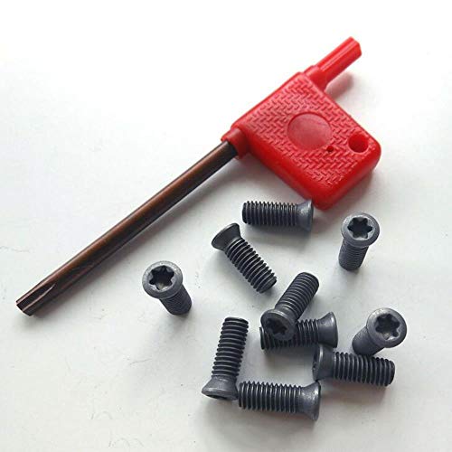 20 piezas Insertar tornillos Torx M2-M5 Llave de bandera Herramientas de torno interno Accesorios para insertos de carburo Cortadores de torno Destornillador con llave, M4.5 x 15