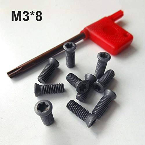 20 piezas Insertar tornillos Torx M2-M5 Llave de bandera Herramientas de torno interno Accesorios para insertos de carburo Cortadores de torno Destornillador con llave, M4.5 x 15