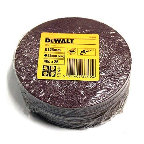 25 Dewalt DT3211 125mm / 5" Amoladora de Ángulo Abrasivo Fibra Discos Lijar 40G