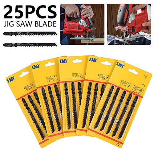 25PCS Juego de Hojas de Sierra de CalarIdeal para Corte Aspero y Rápido T144D Compatibles con Bosch Dewalt ELU-AEG-Hitachi-Makita-Festool Alta Calidad para Corte de Madera Plástico y Metal