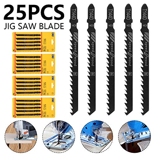 25PCS Juego de Hojas de Sierra de CalarIdeal para Corte Aspero y Rápido T144D Compatibles con Bosch Dewalt ELU-AEG-Hitachi-Makita-Festool Alta Calidad para Corte de Madera Plástico y Metal