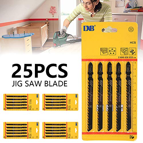 25PCS Juego de Hojas de Sierra de CalarIdeal para Corte Aspero y Rápido T144D Compatibles con Bosch Dewalt ELU-AEG-Hitachi-Makita-Festool Alta Calidad para Corte de Madera Plástico y Metal