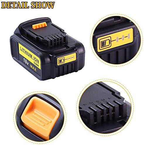 2X 18V DCB184 5.0Ah Batería de repuesto para Dewalt XR DCB181 DCB182 DCB183 DCB185 DCB200 DCB200-2 DCB205DCB181-XJ N123283 Taladro inalámbrico