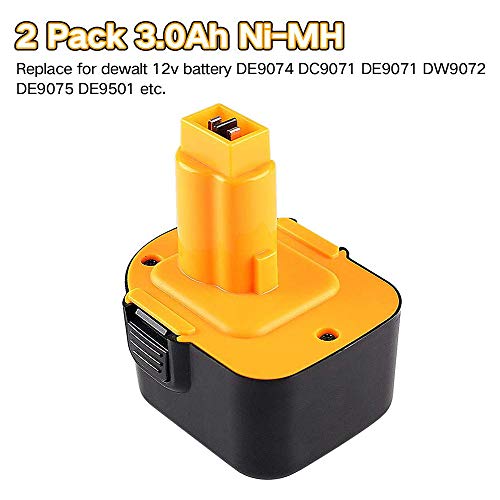 2X 3.0AH Ni-MH Reemplazo para Dewalt 12V Batería DC9071 DE9037 DE9071 DE9072 DE9074 DE9075 DE9501 DW9071 DW9072 152250-27 397745-01