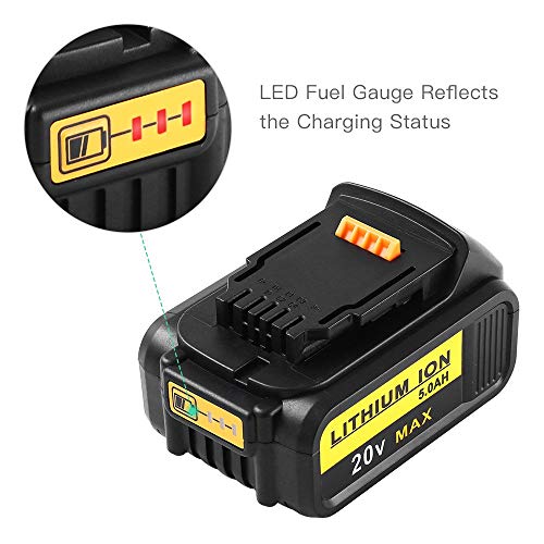 2x GatoPower DCB184 5.0Ah 18V 20V Reemplazo para Dewalt DCB200 DCB183 DCB185 DCD785 DCD795 DCF885 DCF895 DCS380 DCS391 Herramienta eléctrica inalámbrica