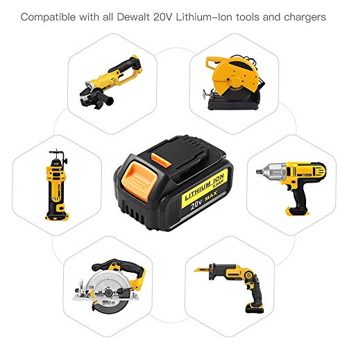 2x GatoPower DCB184 5.0Ah 18V 20V Reemplazo para Dewalt DCB200 DCB183 DCB185 DCD785 DCD795 DCF885 DCF895 DCS380 DCS391 Herramienta eléctrica inalámbrica