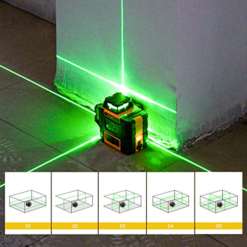 3D Nivel Láser Verde, KAIWEETS 3X360° Nivel Láser Autonivelante, 30m Nivelador láser, Hasta 70m Modo de Pulso, 2 Baterias recargabables Hasta 40 horas, IP54, Base Magnética, Bolso