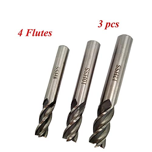 3pcs 4 Flauta HSS End Mill Diameter 8-12mm Router Bit Set Fresa, para madera Cortador de aluminio Alumium CNC Broca Herramienta de diagnóstico