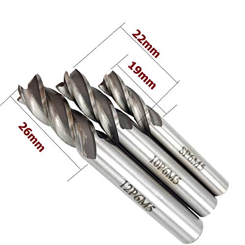 3pcs 4 Flauta HSS End Mill Diameter 8-12mm Router Bit Set Fresa, para madera Cortador de aluminio Alumium CNC Broca Herramienta de diagnóstico