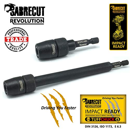 4 piezas SabreCut SCRK2 65 mm y 152 mm Professional Impact Bit Holders con 2 x 32 mm magnético PZ2 destornillador Impact Bits para Dewalt, Milwaukee, Makita, Bosch y otros