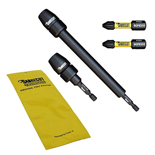 4 piezas SabreCut SCRK2 65 mm y 152 mm Professional Impact Bit Holders con 2 x 32 mm magnético PZ2 destornillador Impact Bits para Dewalt, Milwaukee, Makita, Bosch y otros