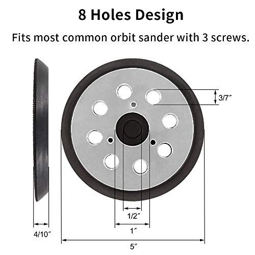 5 pulgadas 8 agujeros de gancho y bucle de lijado, almohadillas de repuesto para lijadora orbital, aptas para Hitachi, DeWalt, Makita, Porter Cable, Black and Decker, Craftesman