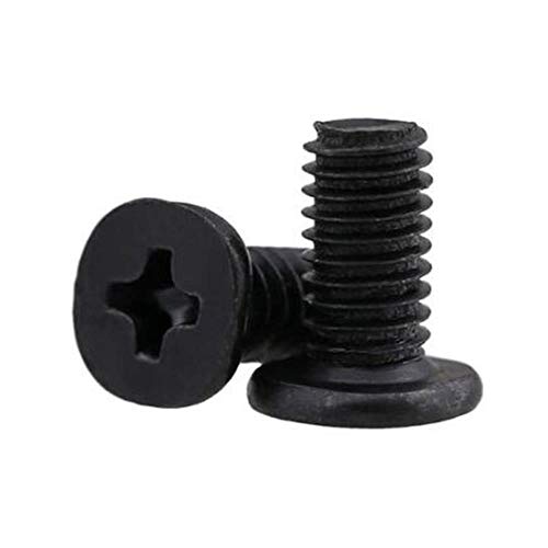 50-200PCS m2 m2.5 m3 m4 acero con tornillo negro CM bajo delgado de cabeza corta Tornillo plano de cabeza plana cruzada de borde plano grande, 8 mm, m2.5 lote de 200 piezas