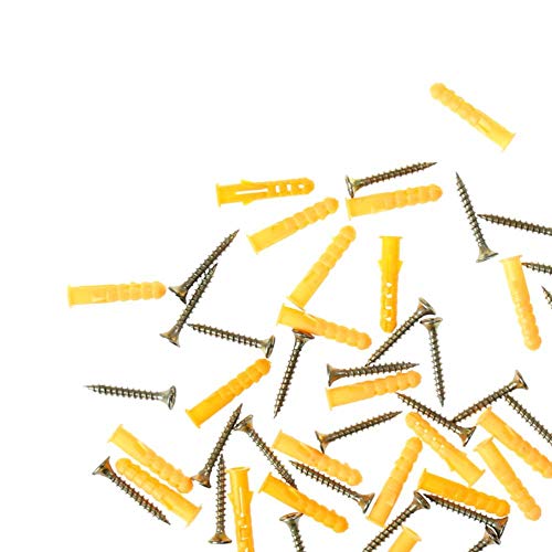 50pcs 30 X 6mm Tornillos Tubo de expansión de goma Cabeza redonda plana Tornillo autorroscante Tubo de nylon Pared Madera Herramienta de hardware, 30x60mm, como descripción