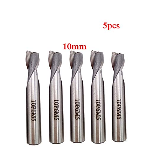 5pcs 2 Flauta 10mm HSS 6542 Juego de brocas de fresadora de extremo, cortador de fresado de chaveta para broca CNC de fresa de fresa