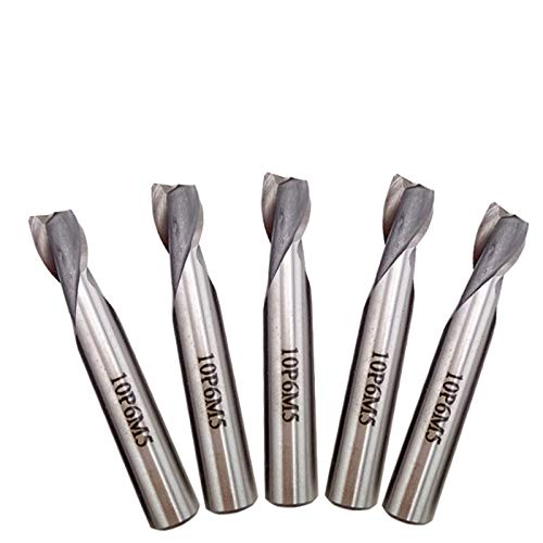 5pcs 2 Flauta 10mm HSS 6542 Juego de brocas de fresadora de extremo, cortador de fresado de chaveta para broca CNC de fresa de fresa