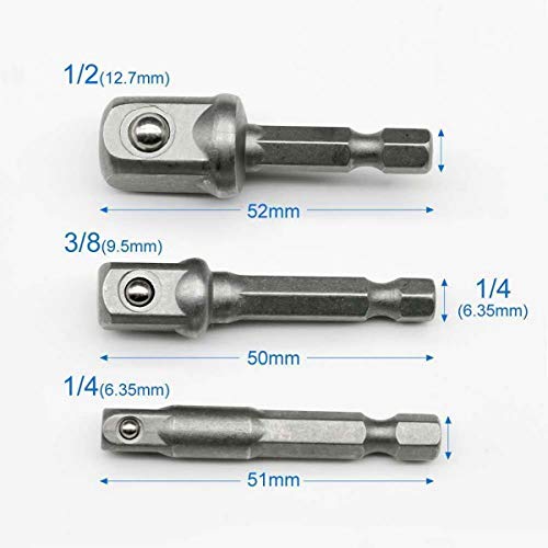 8 Pzas Adaptador de puntas de impacto con vástago hexagonal para puntas de taladro conjunto de puntas nuevas de 1/4" 3/8" 1/2"