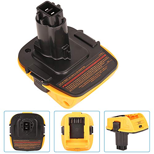 Adaptador de batería DeWalt para DeWalt 20 V-18 V batería de litio DCA1820 DCB090 (con función USB Mobile Power) (1 unidad)