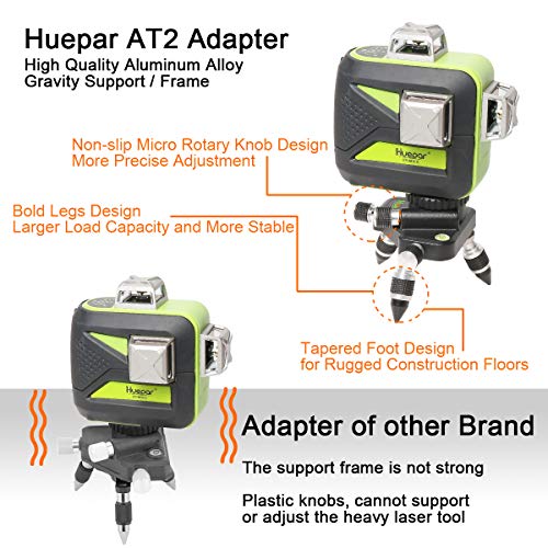 Adaptador del soporte Huepar AT2 - Base giratoria de 360° para el conector de trípode de nivel láser de línea, con montaje roscado estándar de 1/4" - Ajuste de giro fino base giratoria