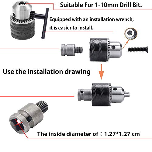 Adaptador SDS-plus con portabrocas,Convertidor de eje de taladro 1.5-10 mm,adaptador de rosca 3/8 pulgada-24UNF