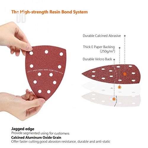 Adoture - 60 hojas de lija para ratón (grano 40-240 V, para Bosch Multi-Sander PSM 100A, PSM 200 AES, PSM 18 y todas las herramientas oscilantes