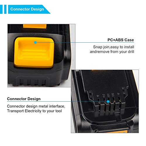 ARyee 20V 4.0Ah DCB204 Batería de herramienta inalámbrica compatible con DeWalt DCB180 DCB182 DCB200 DCB203 DCB204 DCB205 DCB206 Herramienta eléctrica inalámbrica