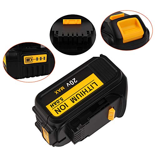 Batería de ion de litio de repuesto para Dewalt DCB200 DCB205-2 DCB205 DCB203 DCB201-2 DCB201 DCB200 herramientas eléctricas inalámbricas de 20 V y 5,0 Ah