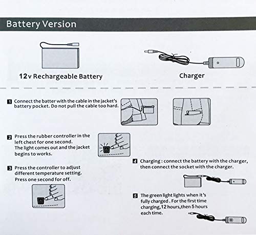 Batería para Metabo/Milwaukee/Dewalt/Craftsman/PROSmart Chaqueta Calefactable y Sudadera con Capucha, 12V 5000mAh Banco de energía Recargable de polímero de Litio