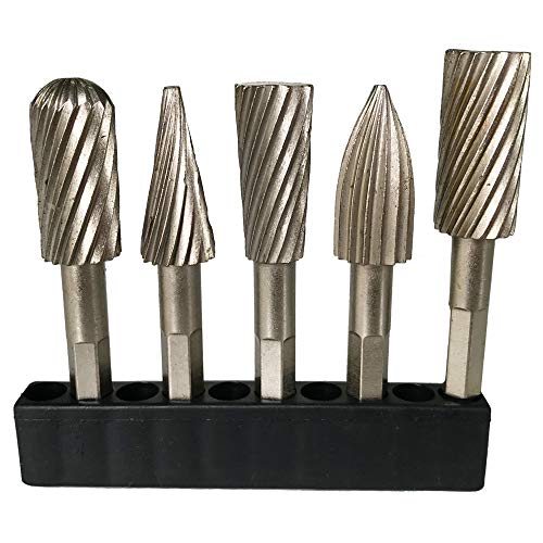 Bestgle Juego de brocas de cortede 5 piezas para Dremel molinillo herramienta Drill metal y madera, Fresa Frontal Aleación de Acero Tungsteno Herramientas Rotativas Cabezal de Pulido